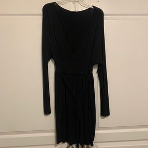 NWOT faux wrap, long sleeve, black dress